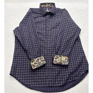 ROBERT GRAHAM LONG SLEEVE TAILORED FIT  PURPLE PAISLEY FLIP CUFF EMBROIDERY XL